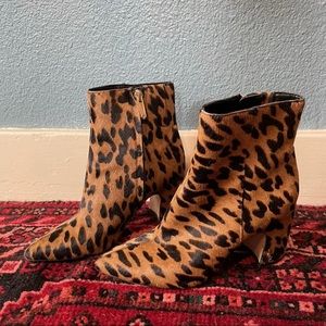 Sam Edelman Cheetah Faux Booties Boots Heels Size 6.5